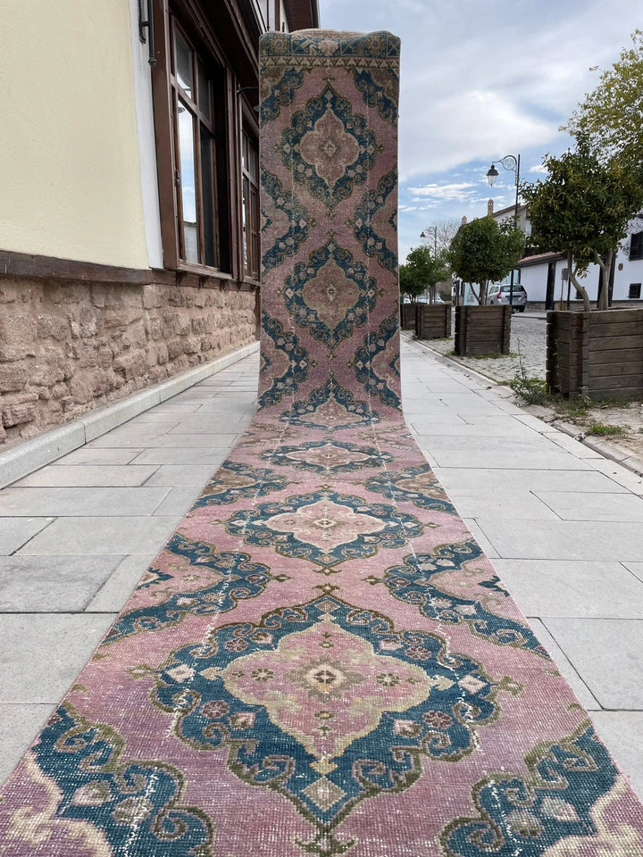 Beige Turkish Runner Rug 2' 8" x 22' 11" Hand-Knotted | No. WR45360