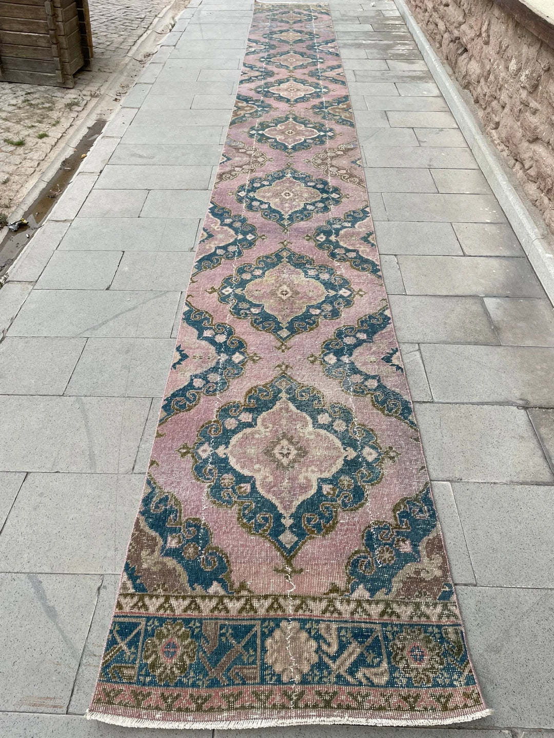 Beige Turkish Runner Rug 2' 8" x 22' 11" Hand-Knotted | No. WR45360
