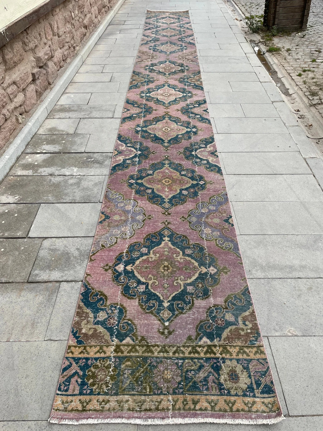 Beige Turkish Runner Rug 2' 8" x 22' 11" Hand-Knotted | No. WR45360