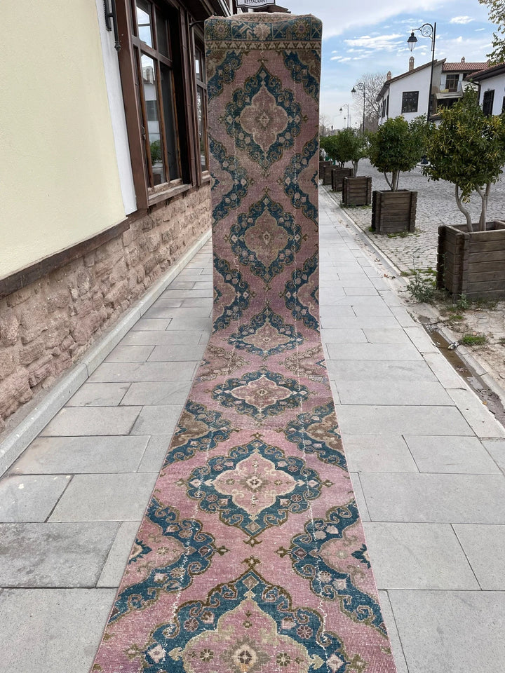 Beige Turkish Runner Rug 2' 8" x 22' 11" Hand-Knotted | No. WR45360