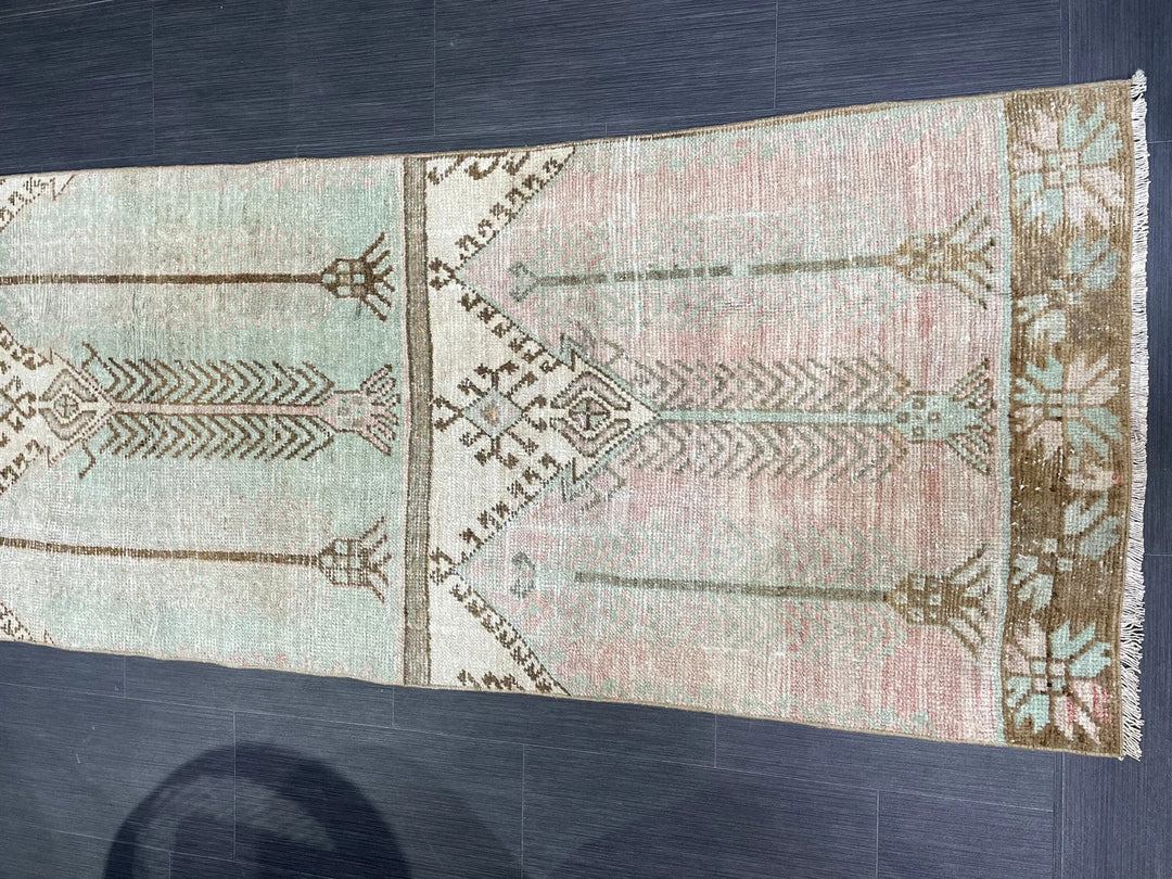 Beige Turkish Runner Rug 2' 8" x 10' 2" Hand-Knotted | No. WR45507