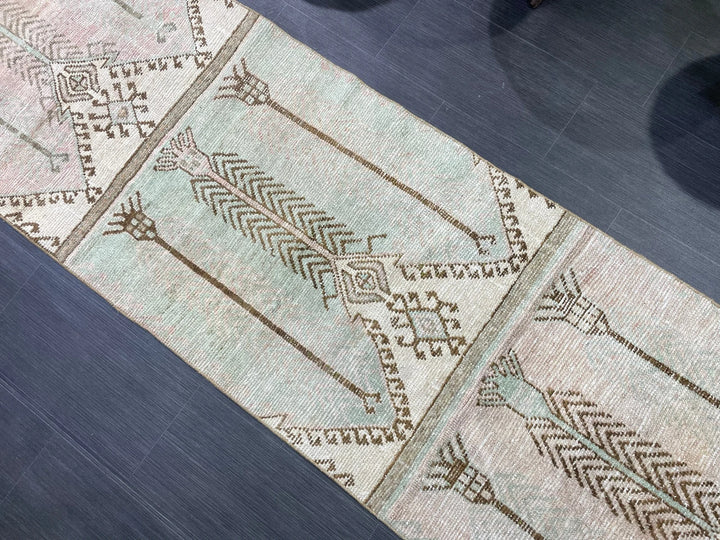Beige Turkish Runner Rug 2' 8" x 10' 2" Hand-Knotted | No. WR45507