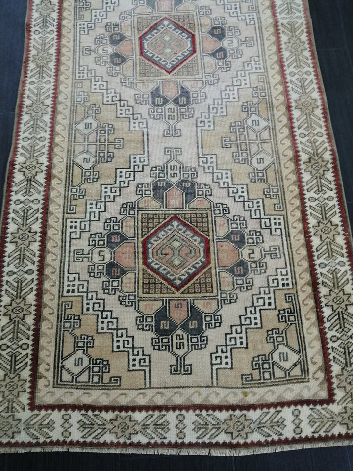 Tan Turkish Runner Rug 3' x 9' Hand-Knotted | No. WR46399