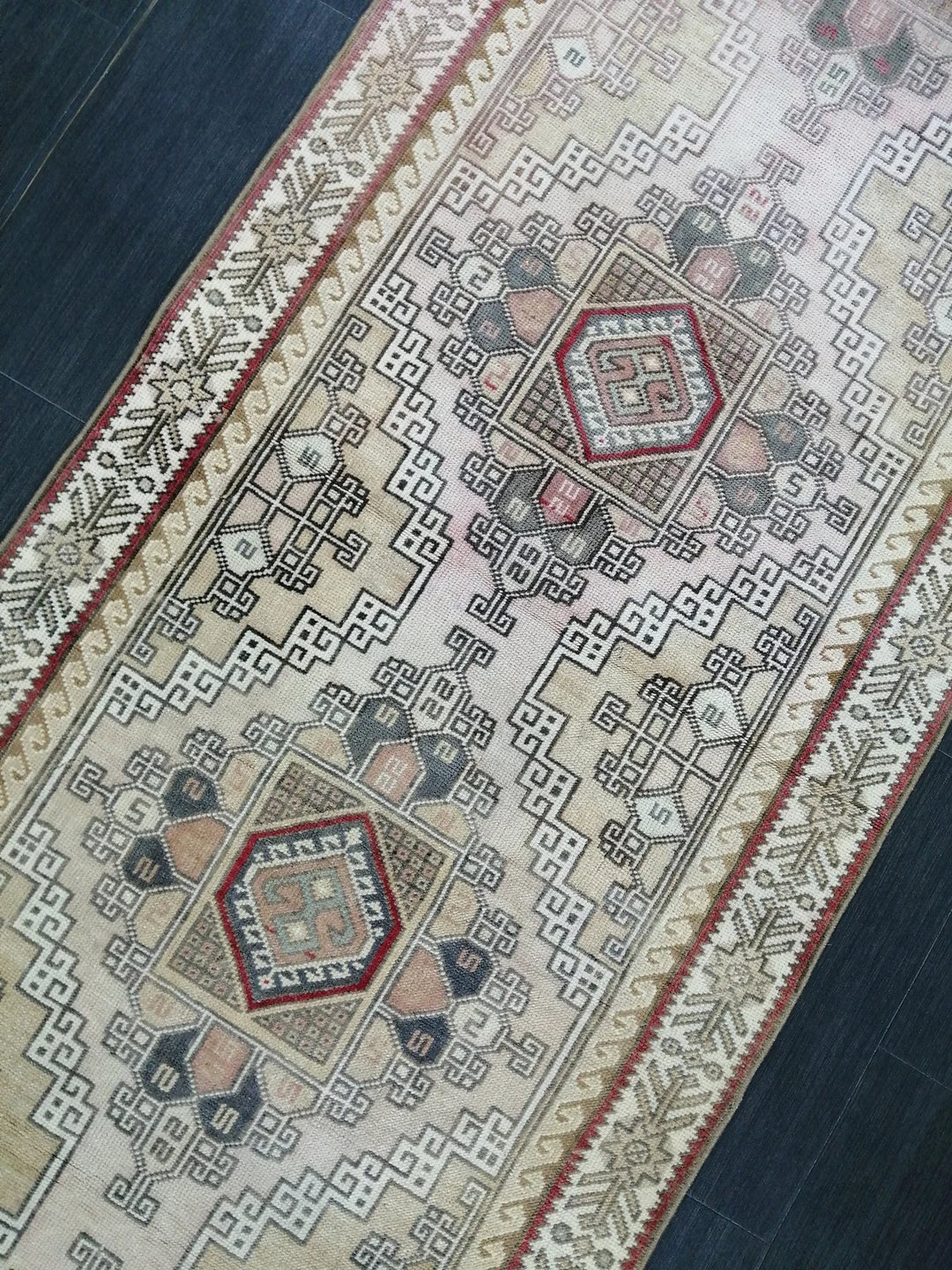 Tan Turkish Runner Rug 3' x 9' Hand-Knotted | No. WR46399