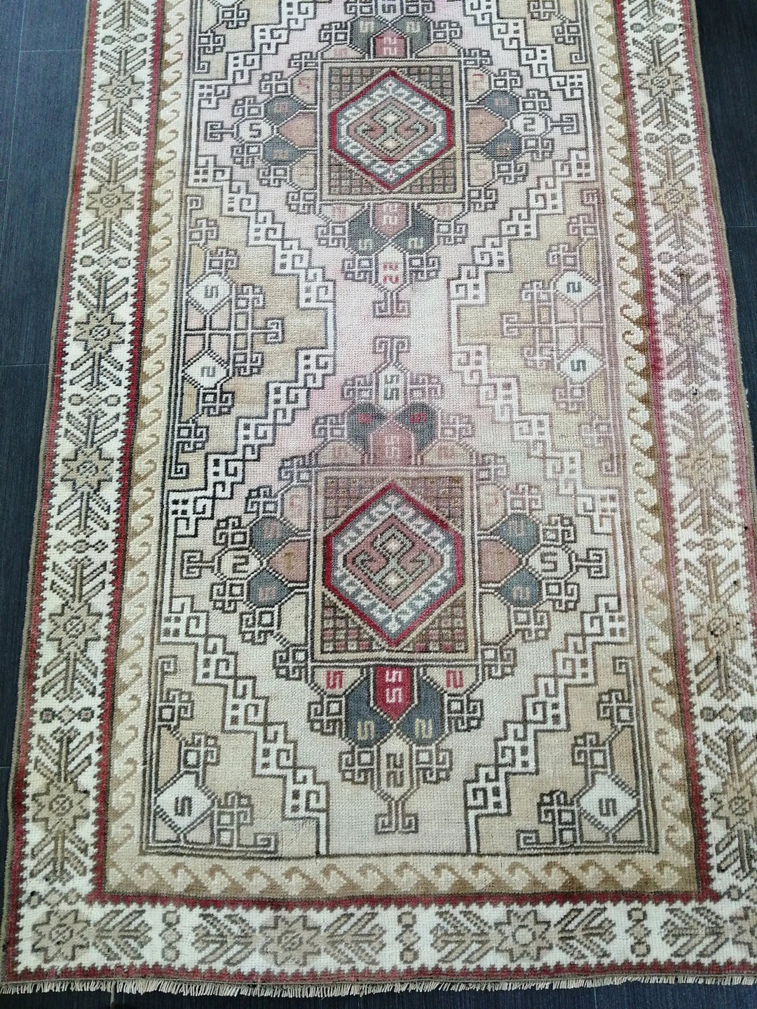 Tan Turkish Runner Rug 3' x 9' Hand-Knotted | No. WR46399