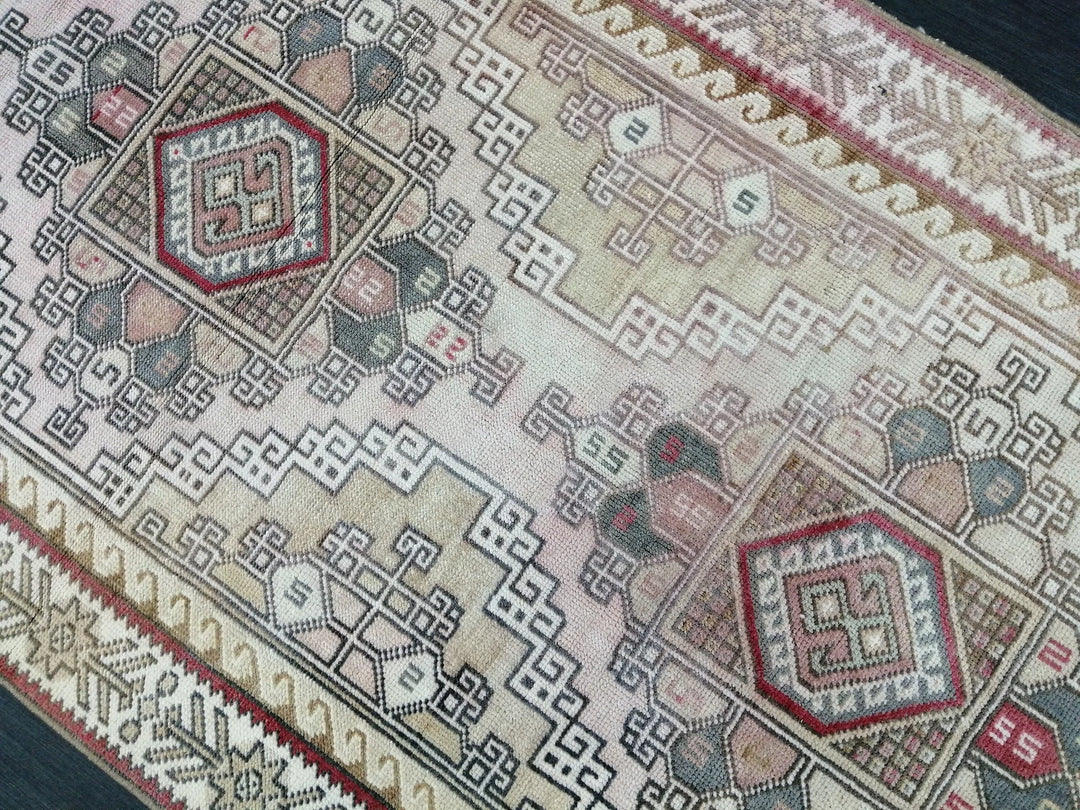 Tan Turkish Runner Rug 3' x 9' Hand-Knotted | No. WR46399