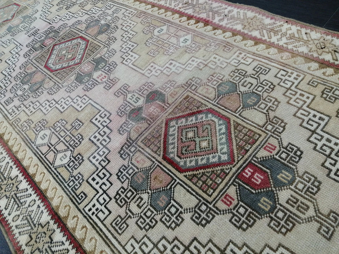 Tan Turkish Runner Rug 3' x 9' Hand-Knotted | No. WR46399