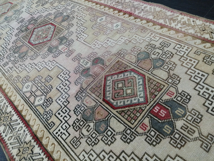 Tan Turkish Runner Rug 3' x 9' Hand-Knotted | No. WR46399