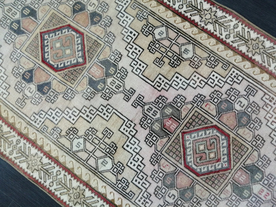 Tan Turkish Runner Rug 3' x 9' Hand-Knotted | No. WR46399