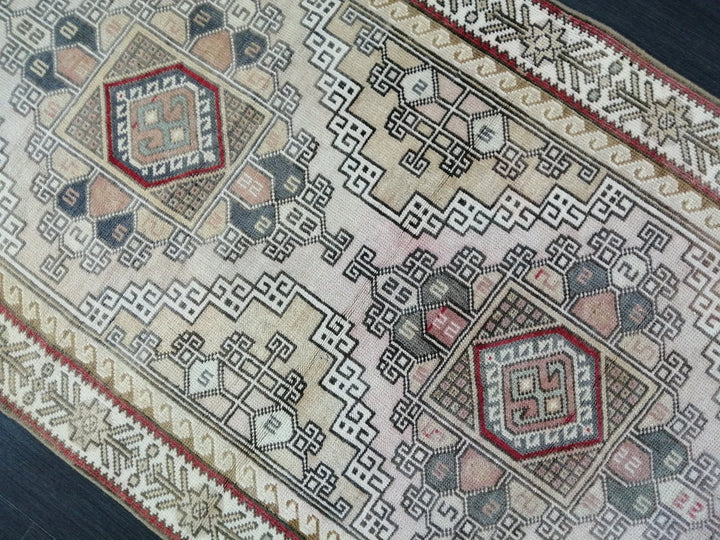 Tan Turkish Runner Rug 3' x 9' Hand-Knotted | No. WR46399