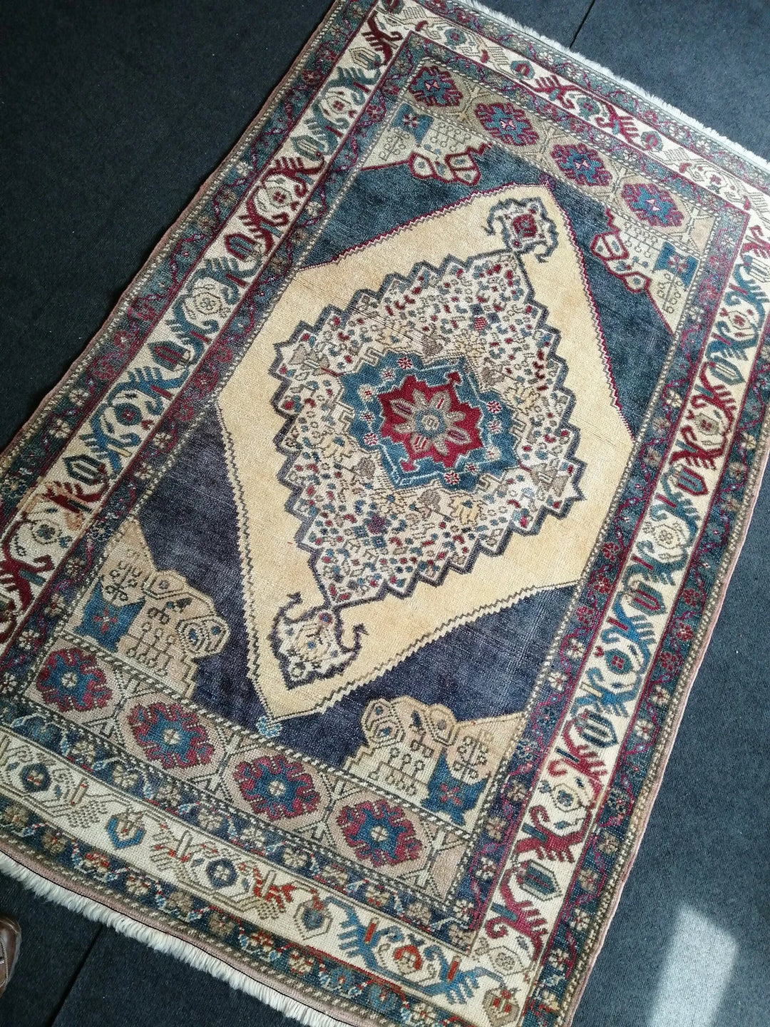 Beige Turkish Runner Rug 4' 7" x 7' Hand-Knotted | No. WR46524