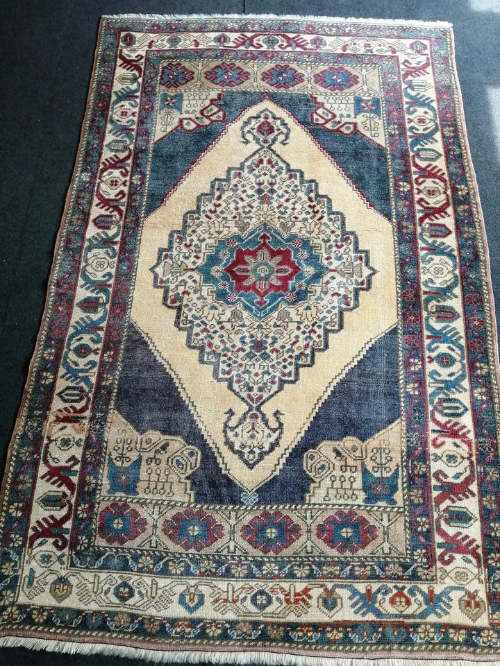 Beige Turkish Runner Rug 4' 7" x 7' Hand-Knotted | No. WR46524
