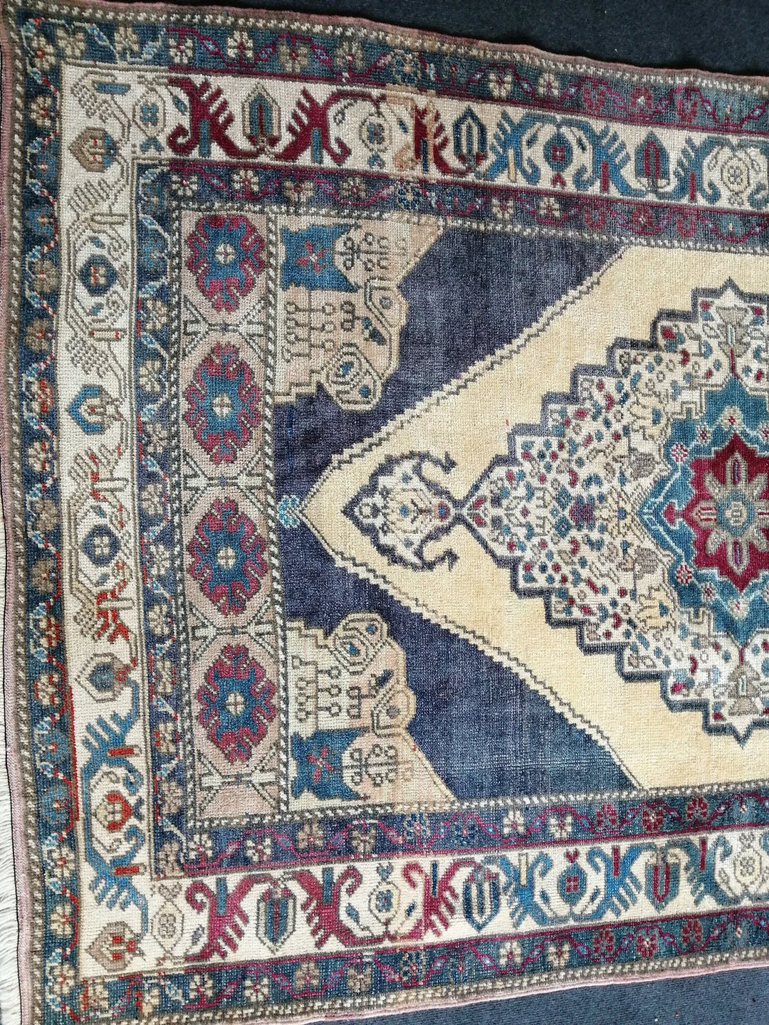 Beige Turkish Runner Rug 4' 7" x 7' Hand-Knotted | No. WR46524
