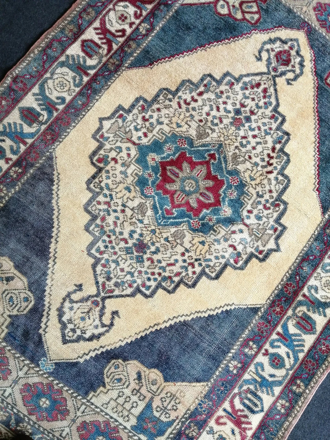 Beige Turkish Runner Rug 4' 7" x 7' Hand-Knotted | No. WR46524