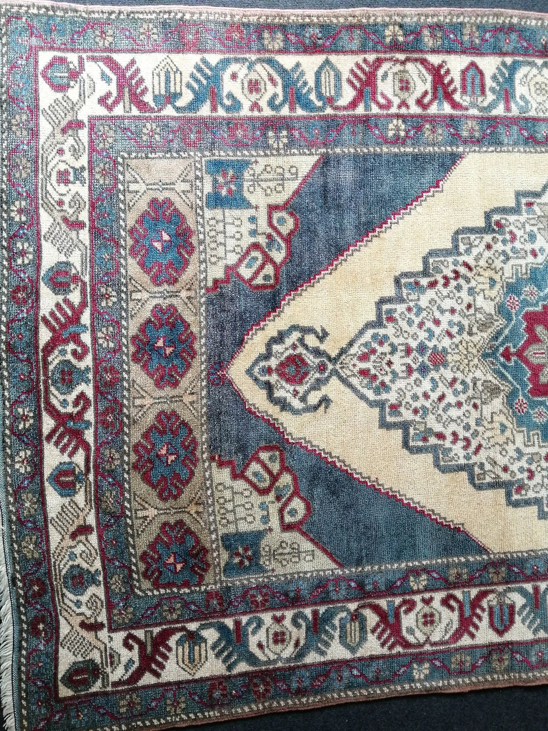 Beige Turkish Runner Rug 4' 7" x 7' Hand-Knotted | No. WR46524