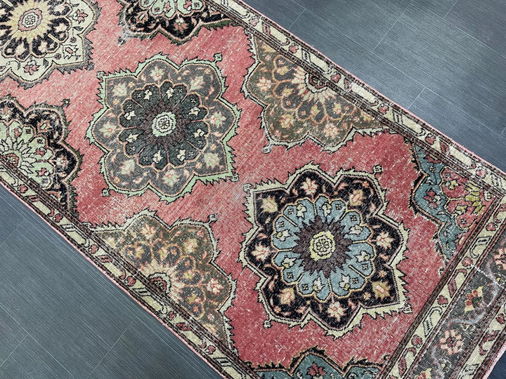Beige Turkish Runner Rug 3' 5" x 12' 9" Hand-Knotted | No. WR46760