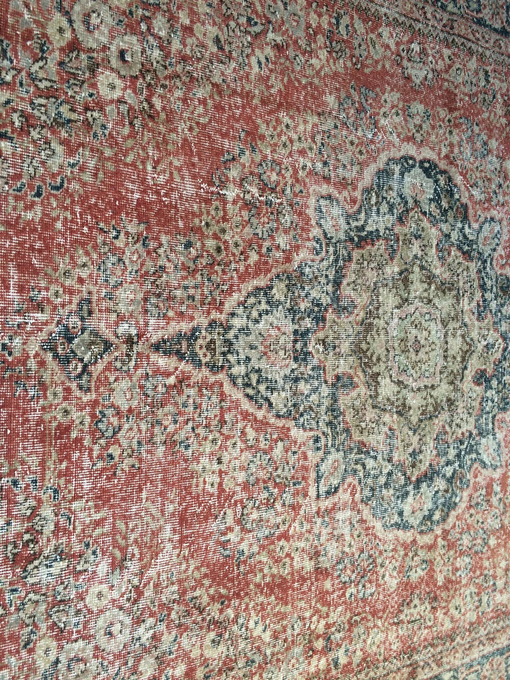 Beige Turkish Runner Rug 6' 8" x 10' Hand-Knotted | No. WR46862