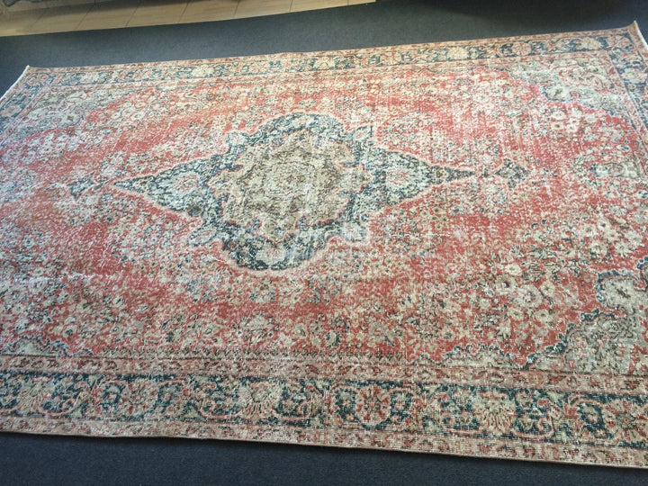 Beige Turkish Runner Rug 6' 8" x 10' Hand-Knotted | No. WR46862