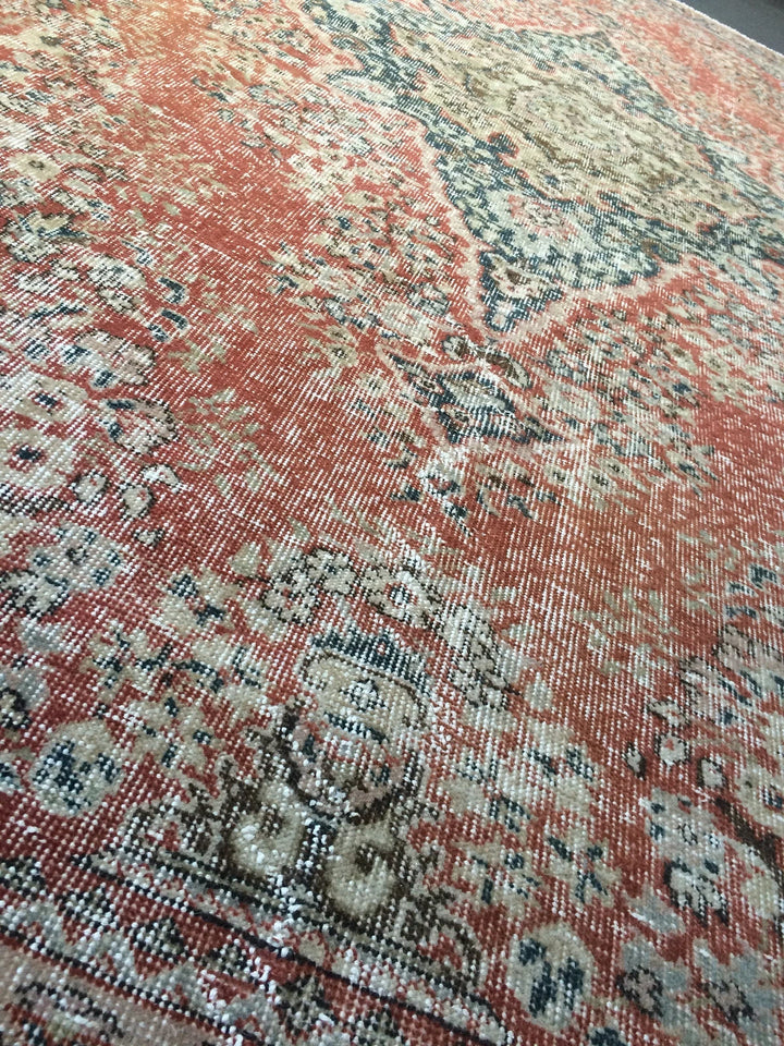 Beige Turkish Runner Rug 6' 8" x 10' Hand-Knotted | No. WR46862