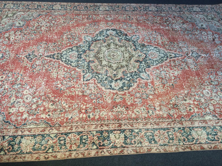 Beige Turkish Runner Rug 6' 8" x 10' Hand-Knotted | No. WR46862