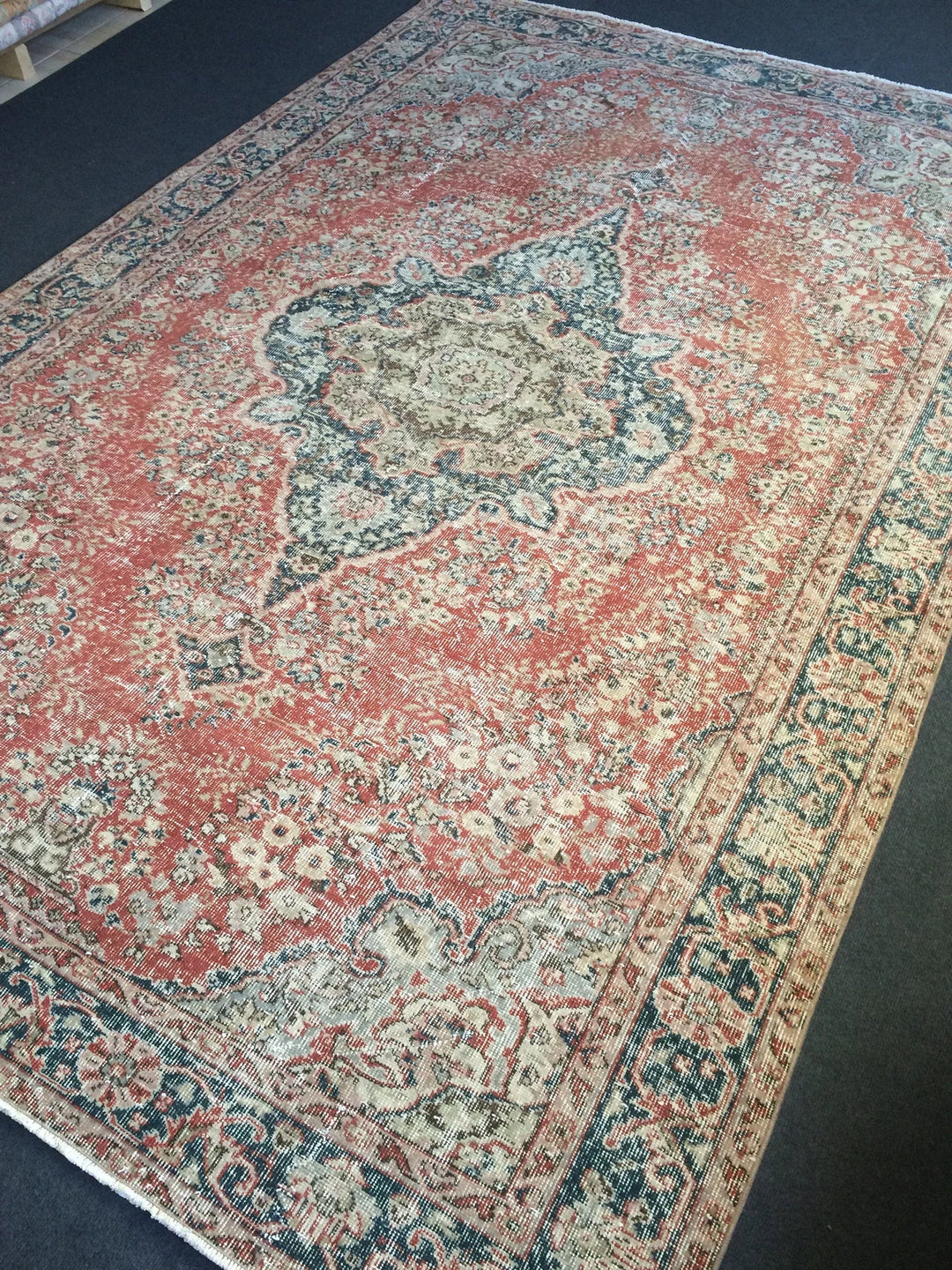 Beige Turkish Runner Rug 6' 8" x 10' Hand-Knotted | No. WR46862