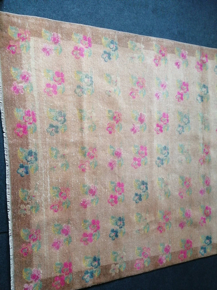 Pink Turkish Runner Rug 4' 10" x 8' Hand-Knotted | No. WR47099