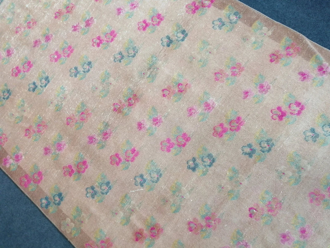 Pink Turkish Runner Rug 4' 10" x 8' Hand-Knotted | No. WR47099
