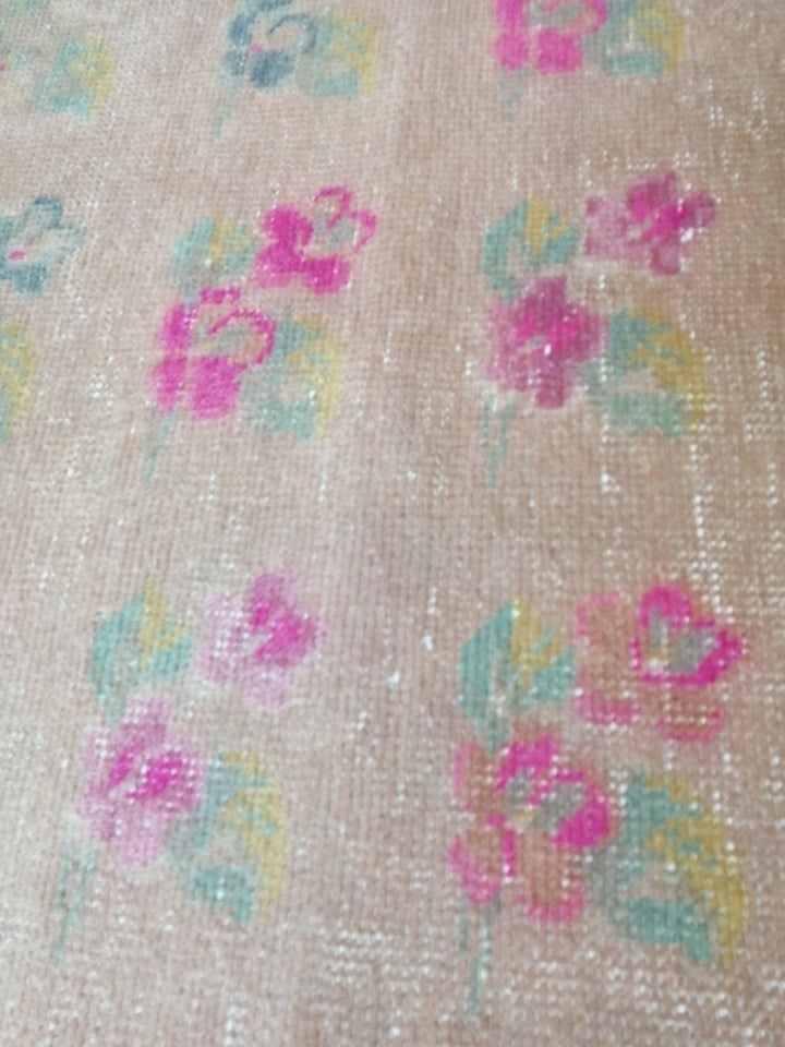 Pink Turkish Runner Rug 4' 10" x 8' Hand-Knotted | No. WR47099