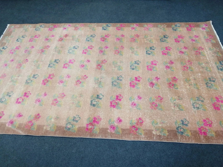 Pink Turkish Runner Rug 4' 10" x 8' Hand-Knotted | No. WR47099