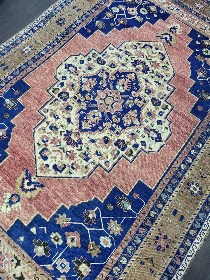 Blue Turkish Runner Rug 6' 3" x 9' 10" Hand-Knotted | No. WR47780