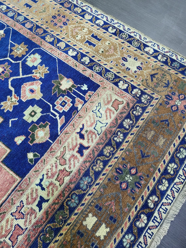 Blue Turkish Runner Rug 6' 3" x 9' 10" Hand-Knotted | No. WR47780
