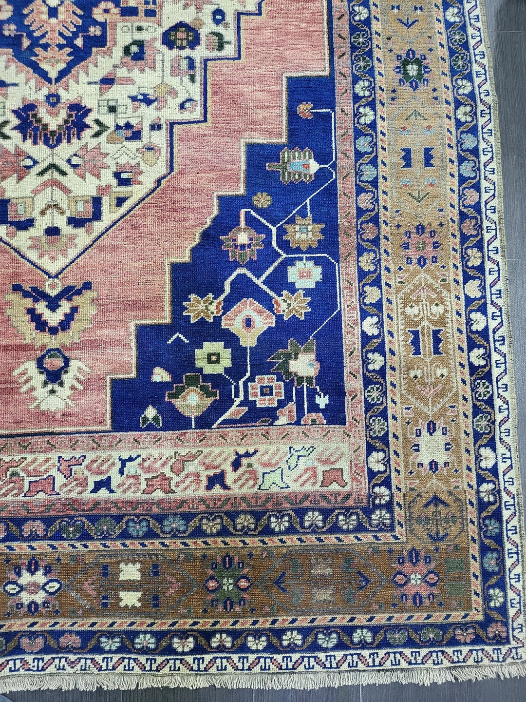 Blue Turkish Runner Rug 6' 3" x 9' 10" Hand-Knotted | No. WR47780