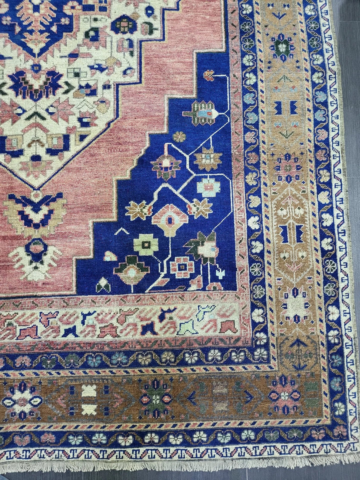 Blue Turkish Runner Rug 6' 3" x 9' 10" Hand-Knotted | No. WR47780