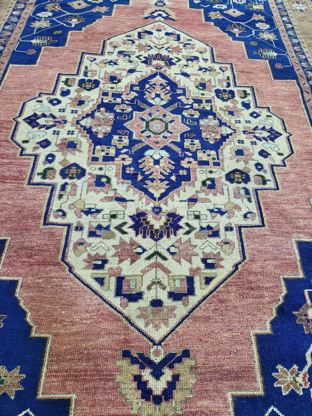 Blue Turkish Runner Rug 6' 3" x 9' 10" Hand-Knotted | No. WR47780