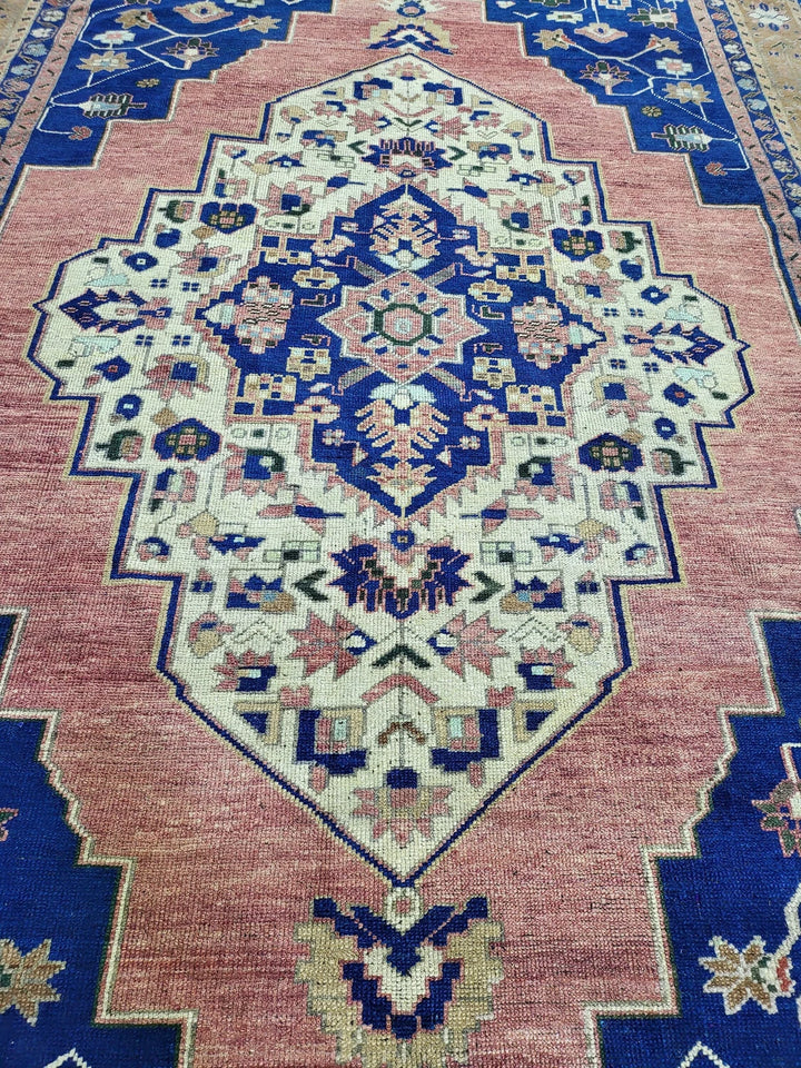 Blue Turkish Runner Rug 6' 3" x 9' 10" Hand-Knotted | No. WR47780