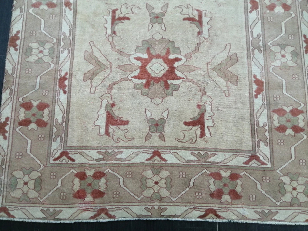 Beige Turkish Runner Rug 5' 11" x 8' 8" Hand-Knotted | No. WR48005