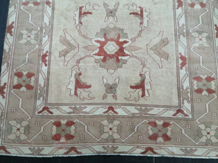 Beige Turkish Runner Rug 5' 11" x 8' 8" Hand-Knotted | No. WR48005