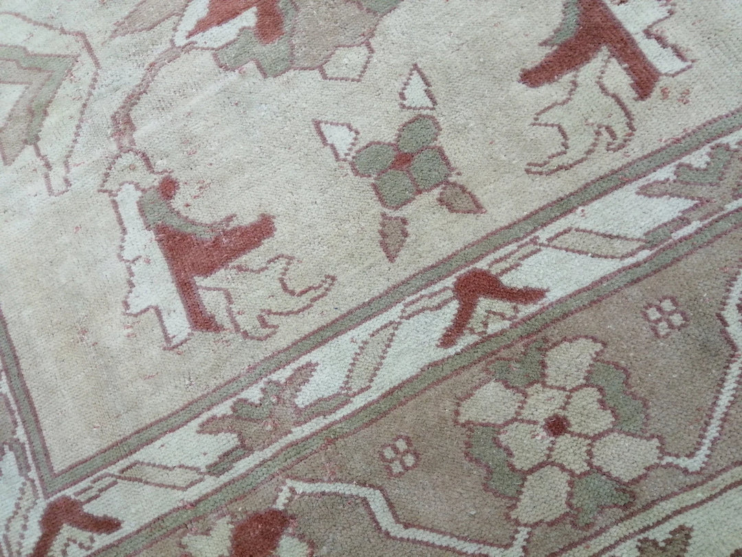 Beige Turkish Runner Rug 5' 11" x 8' 8" Hand-Knotted | No. WR48005