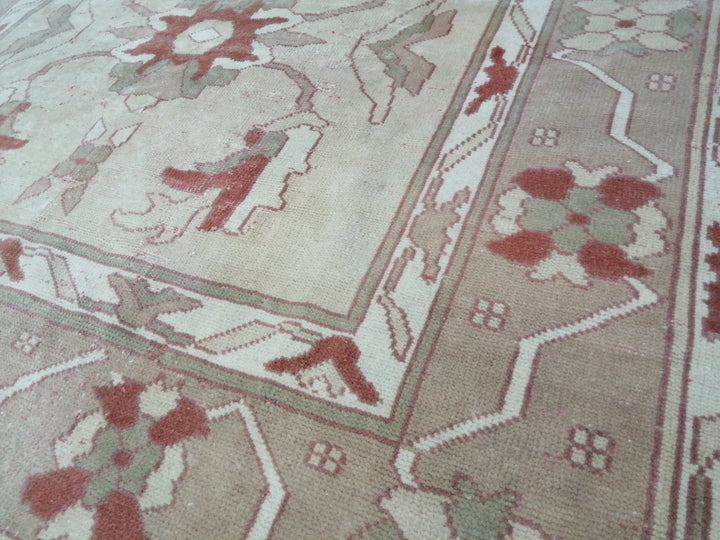 Beige Turkish Runner Rug 5' 11" x 8' 8" Hand-Knotted | No. WR48005