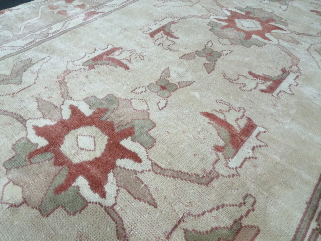 Beige Turkish Runner Rug 5' 11" x 8' 8" Hand-Knotted | No. WR48005
