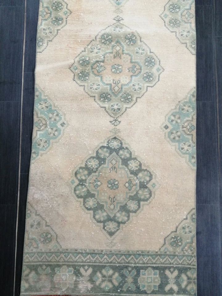 Beige Turkish Runner Rug 2'7" x 10'8" Hand-Knotted | No. WR48056