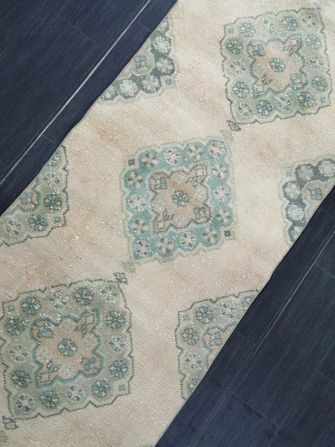 Beige Turkish Runner Rug 2'7" x 10'8" Hand-Knotted | No. WR48056