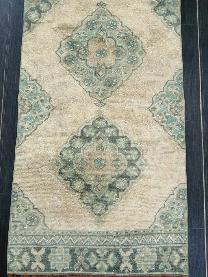 Beige Turkish Runner Rug 2'7" x 10'8" Hand-Knotted | No. WR48056