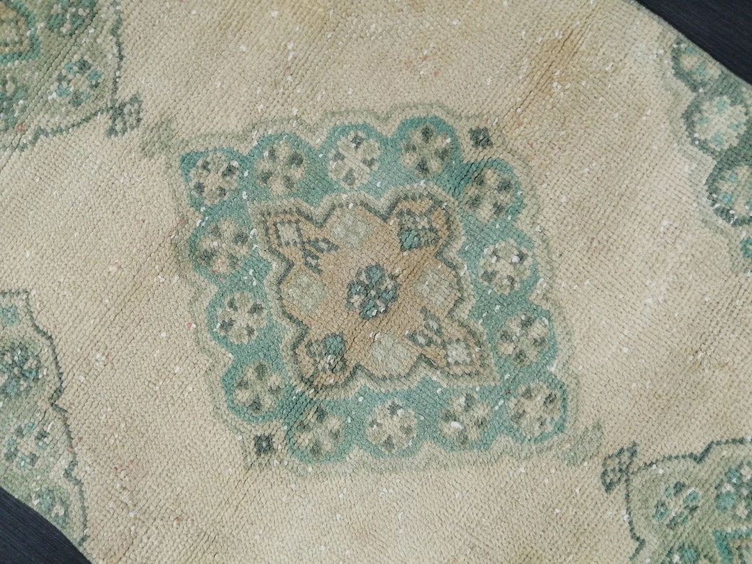 Beige Turkish Runner Rug 2'7" x 10'8" Hand-Knotted | No. WR48056