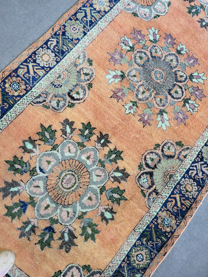 Beige Turkish Runner Rug 4' 5" x 12' 3" Hand-Knotted | No. WR48323