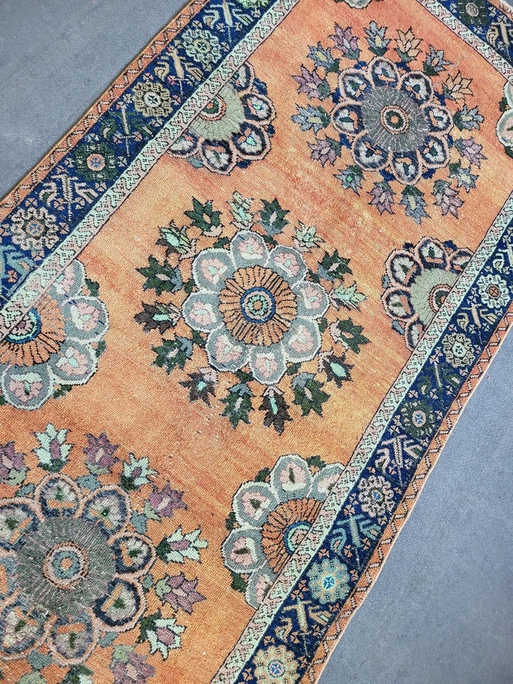 Beige Turkish Runner Rug 4' 5" x 12' 3" Hand-Knotted | No. WR48323