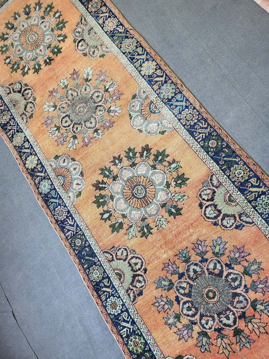 Beige Turkish Runner Rug 4' 5" x 12' 3" Hand-Knotted | No. WR48323