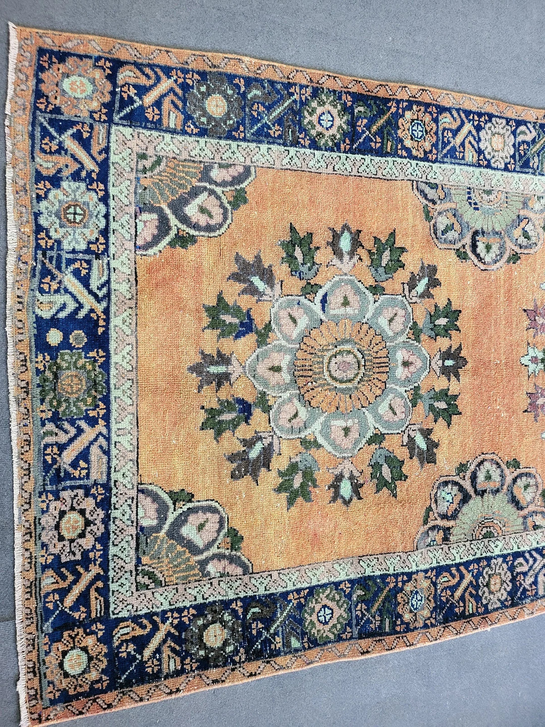 Beige Turkish Runner Rug 4' 5" x 12' 3" Hand-Knotted | No. WR48323
