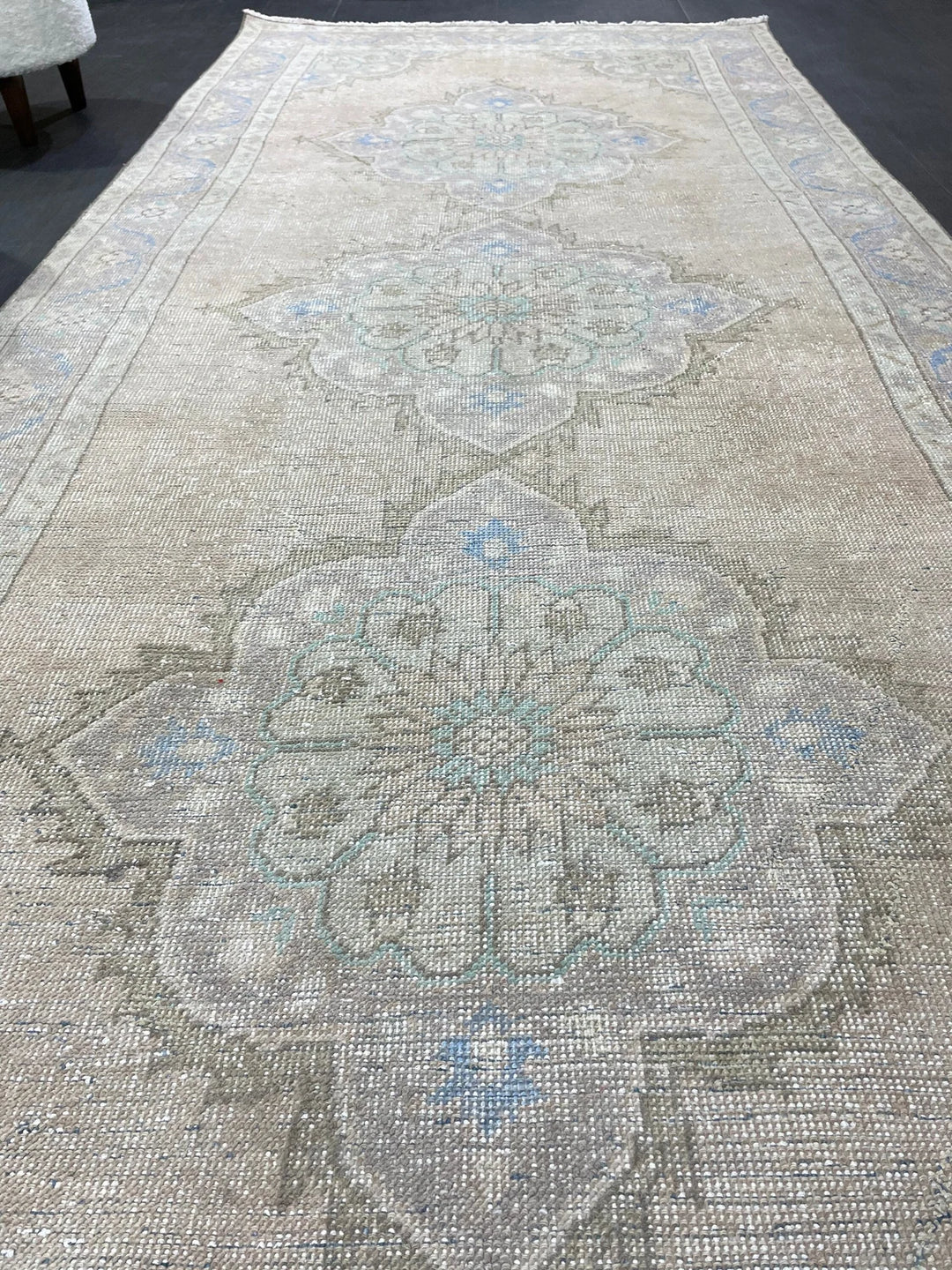 Beige Turkish Runner Rug 4' 5" x 11' 3" Hand-Knotted | No. WR48380