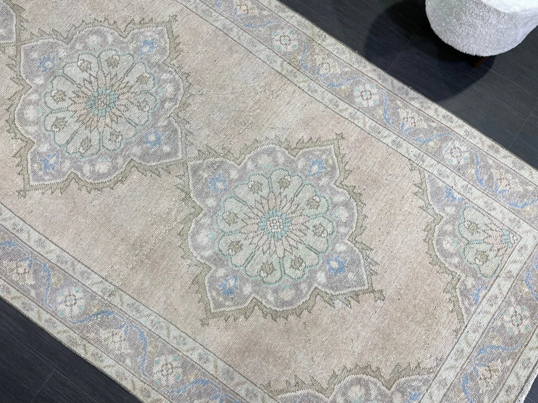 Beige Turkish Runner Rug 4' 5" x 11' 3" Hand-Knotted | No. WR48380